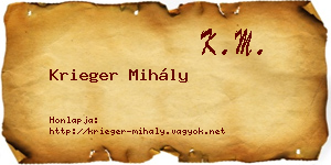 Krieger Mihály névjegykártya